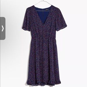 Madewell: Flutter-Sleeve Ruffle-Hem Dress in Sugar Dot Size 6